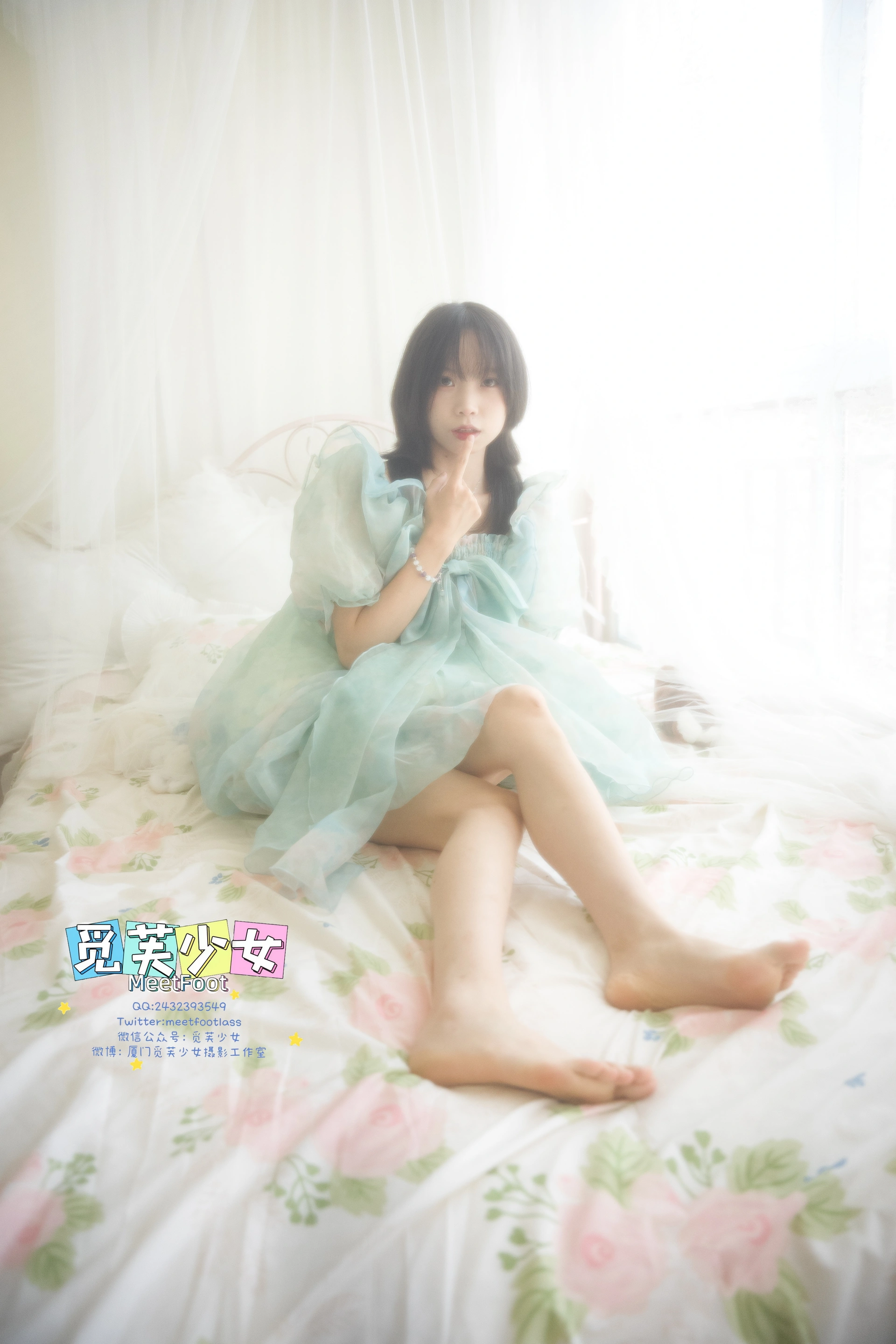 觅芙少女 NO.033 小婉-一袭蓝色纱裙构筑今晚浪漫的梦境 0